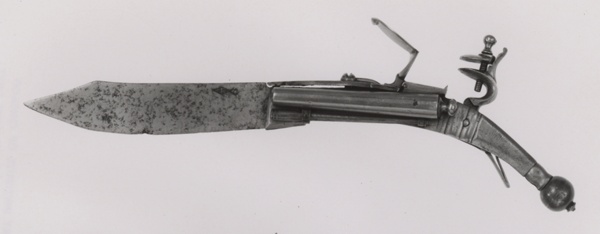 Combined Double-Barreled Flintlock Pistol and Folding Knife