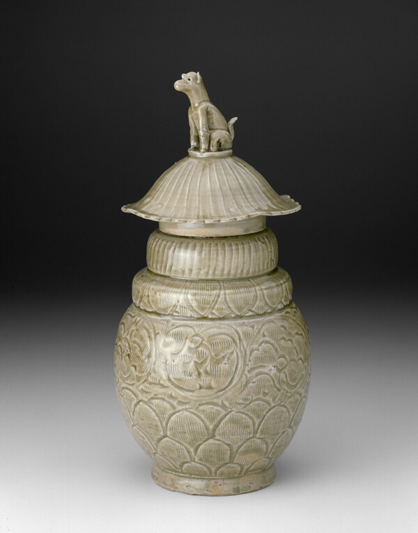 Covered Jar with a Seated Dog
