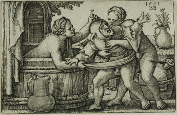 Buffoon and Two Bathing Women