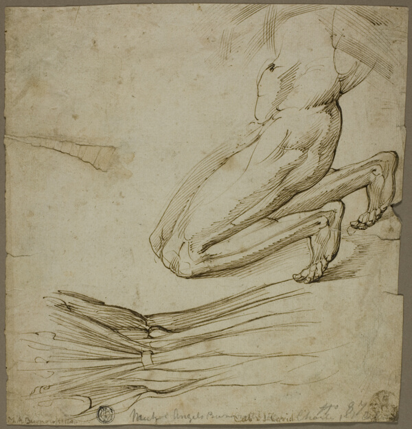 Anatomical Study and Sketch of Kneeling Figure
