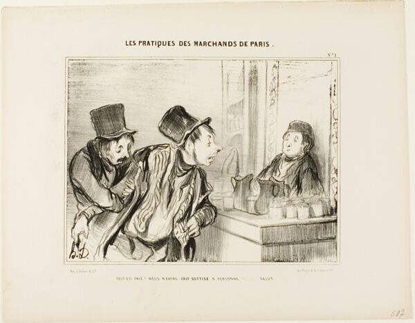 “Everything is Paid for? And We Didn't Insult Anyone… Bye,” plate 31 from Types Parisiens