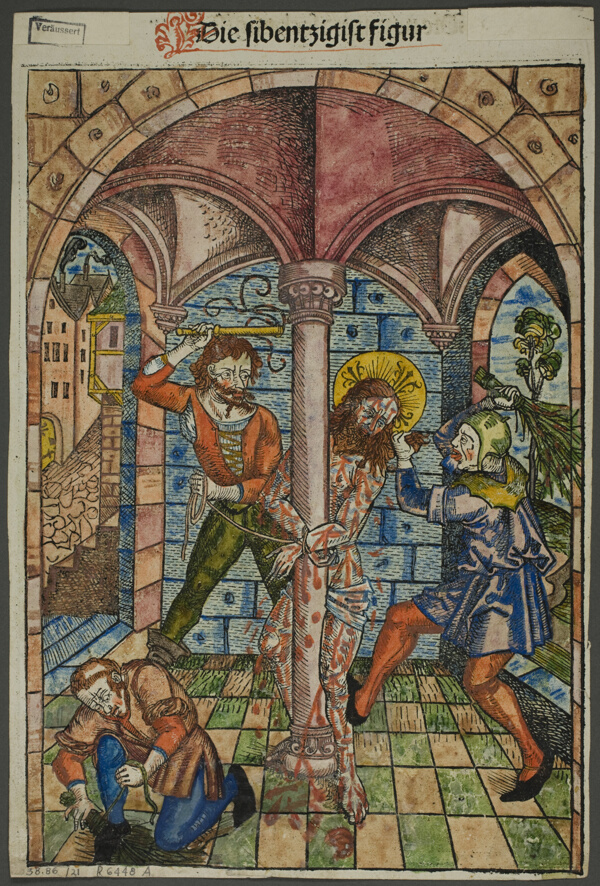 The Scourging of Christ (verso), and The Israelites Enslaved in Egypt (recto), from Schatzbehalter (Treasury)