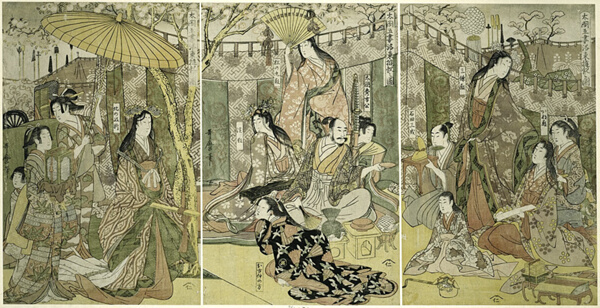 Picture of Hideyoshi and his Five Wives Viewing Cherry Blossoms at Higashiyama (Taiko gosai rakuto yukan no zu)