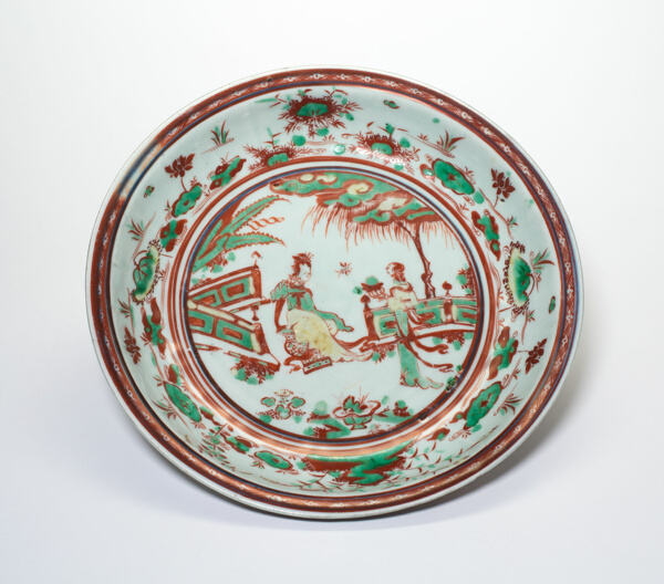 Dish with Two Women in a Garden