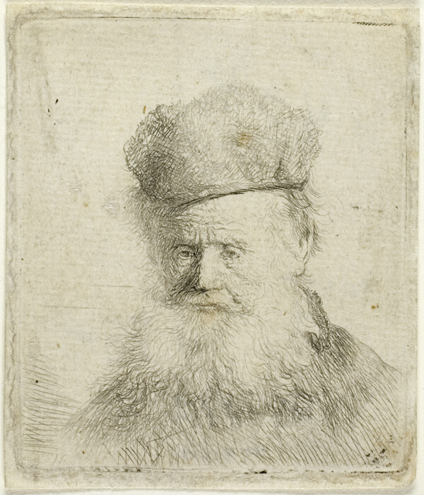 Bust of an Old Man with a Fur Cap and Flowing Beard, Nearly Full Face