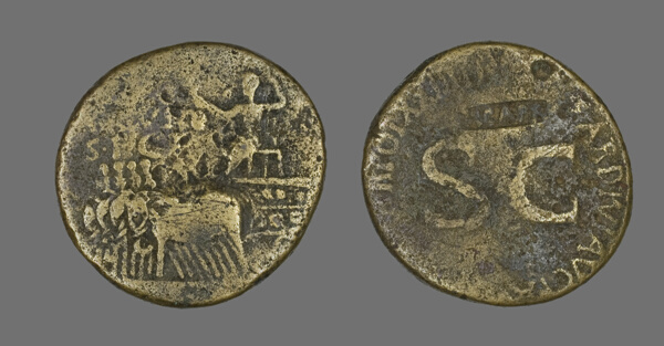 Sestertius (Coin) Depicting an Elephant Quadriga