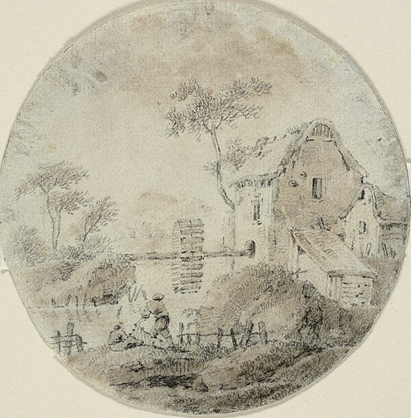 Water Mill with Figures beside River