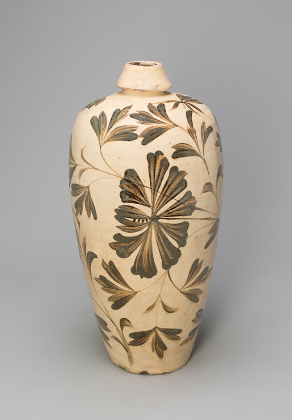 Elongated Bottle Vase (Meiping) with Peony Sprays