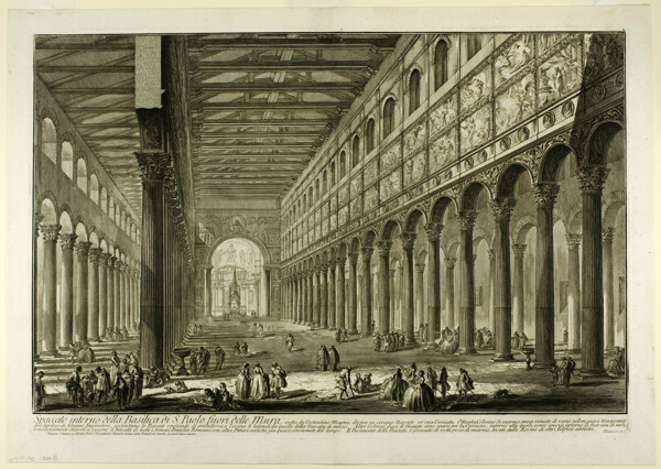 Cut-away view of the interior of the Basilica of S. Paolo fuori delle Mura [St. Paul outside the Walls], from Views of Rome