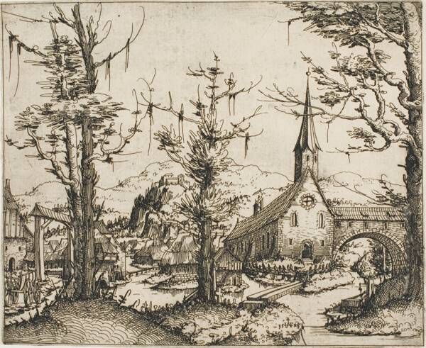 Landscape with a Church and Covered Bridge