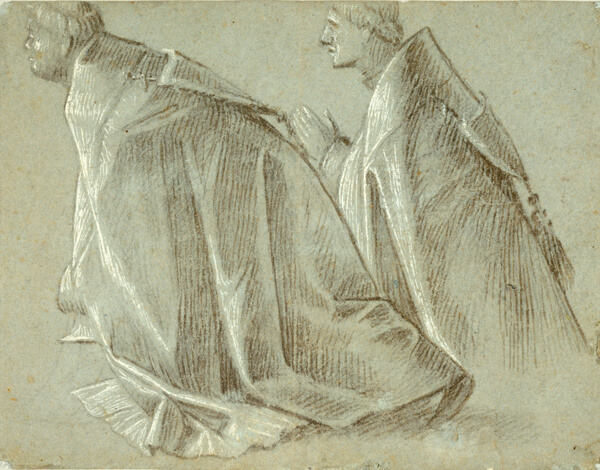 Study of Two Kneeling Clerics (recto); Study of Standing Youth (verso)