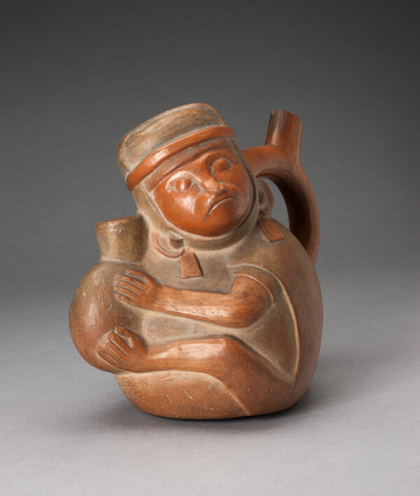 Handle Spout Vessel in the Form of a Monkey Holding a Jar