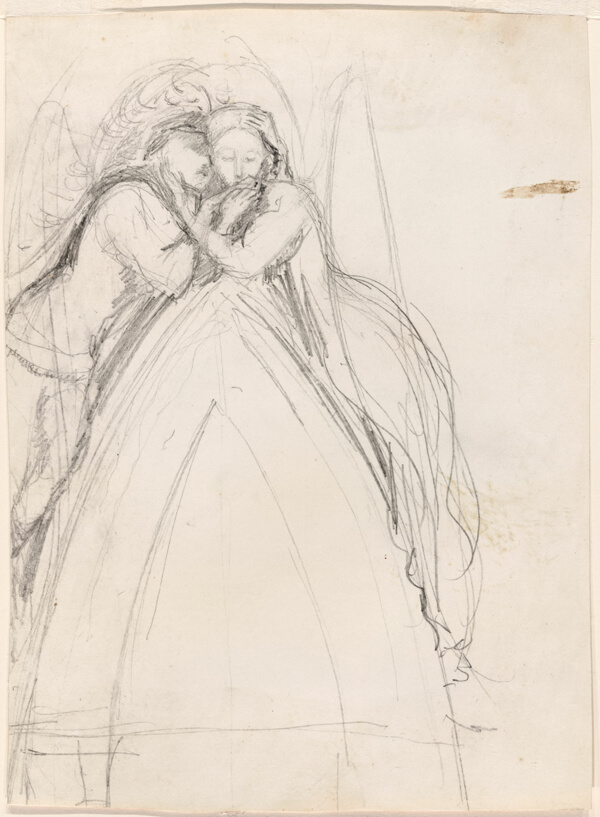 Design for a Gothic Arch with the Artist and Effie Ruskin Embracing (recto); Design for a Gothic Arch with Effie as an Angel (verso)