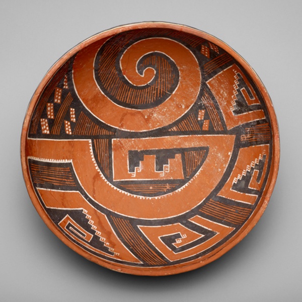 Polychrome Bowl with Abstract Geometric Motifs