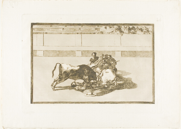 A Picador is Unhorsed and Falls under the Bull, plate 26 from The Art of Bullfighting