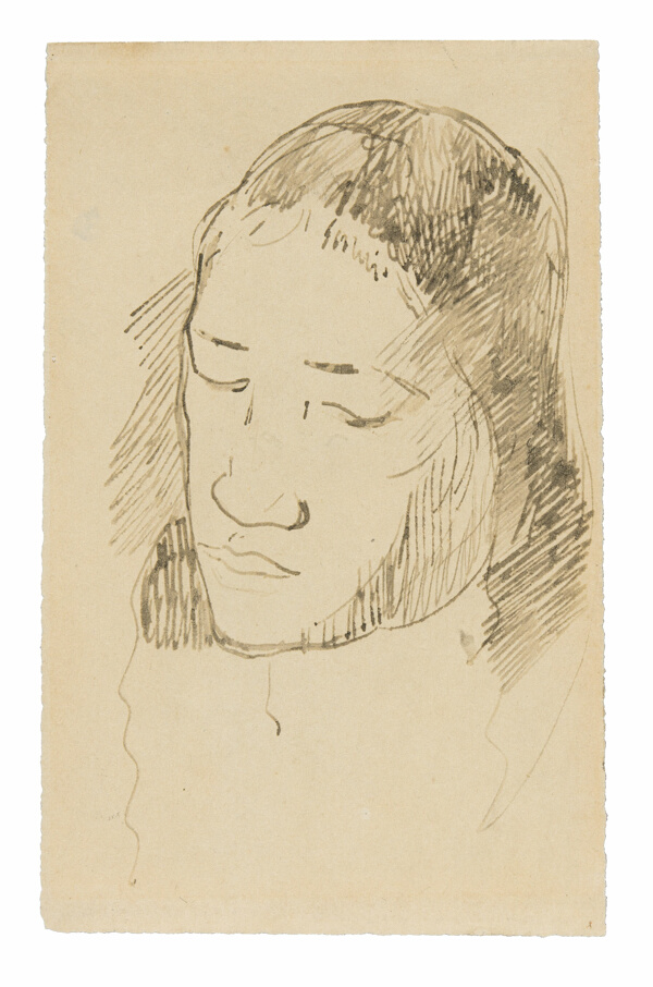 Head of a Tahitian Woman (recto), Sketches of Anatomical Details (verso)