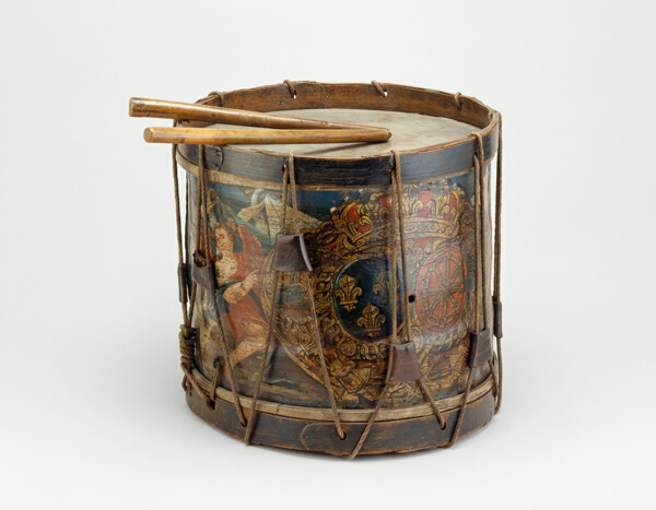 French Military Side Drum and Drumsticks