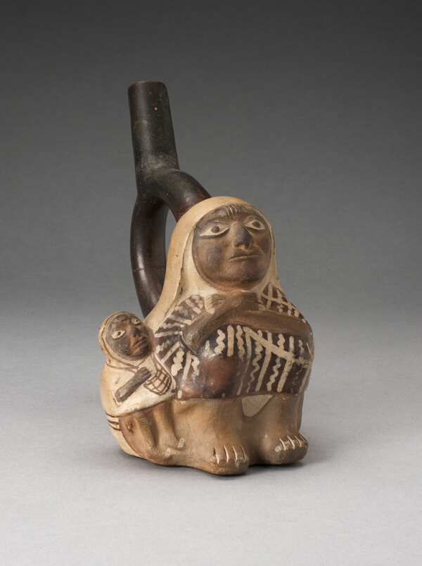 Handle Spout Vessel in the Form of a Woman and Child