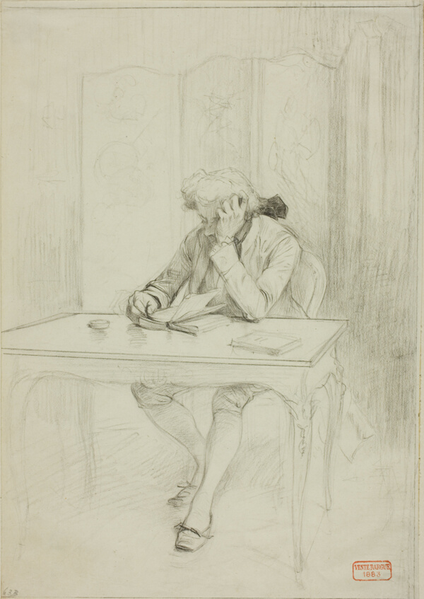 Man in Eighteenth-Century Dress, Seated at Table and Reading
