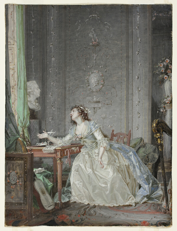 Interior with a Portrait of a Young Lady Before a Bust