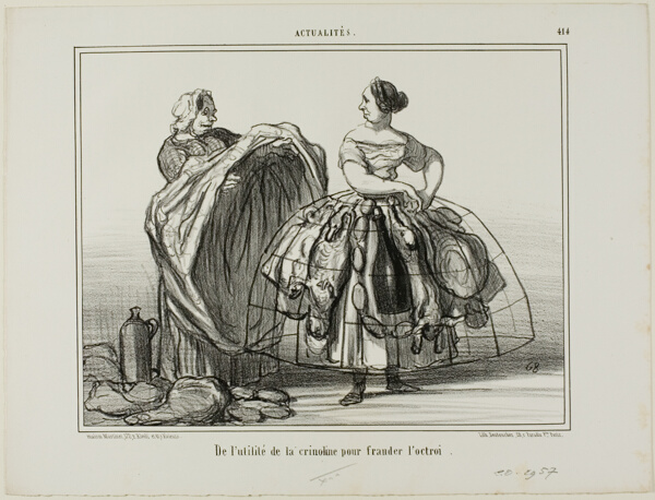 The usefulness of the crinoline when cheating the customs, plate 414 from Actualités