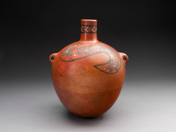 Globular Jar with Abstract Forms in Spirals on Shoulder
