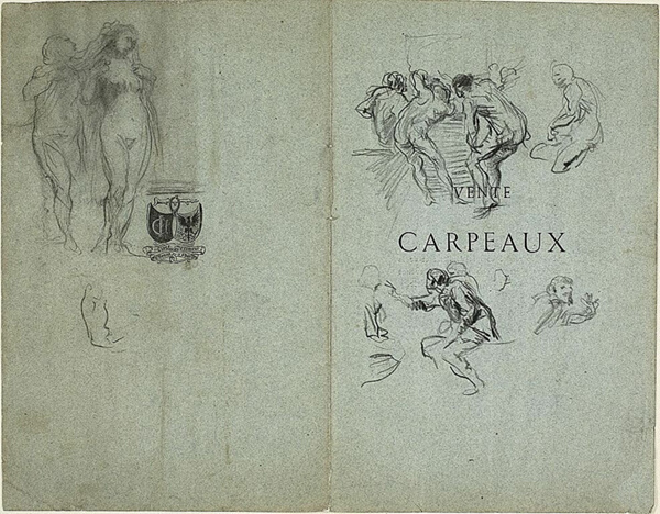 Sketch of Nude Woman Having Her Hair Groomed and Groups of Figures (recto); Sketches of Riding Figure and Nude Figures (verso)