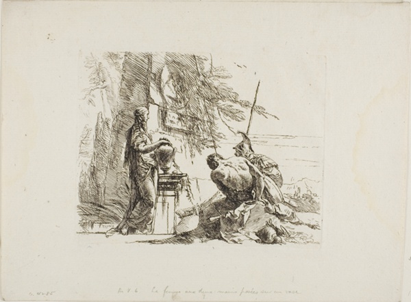 A Woman with her Hands on a Vase, Soldier, and Slave, from Capricci