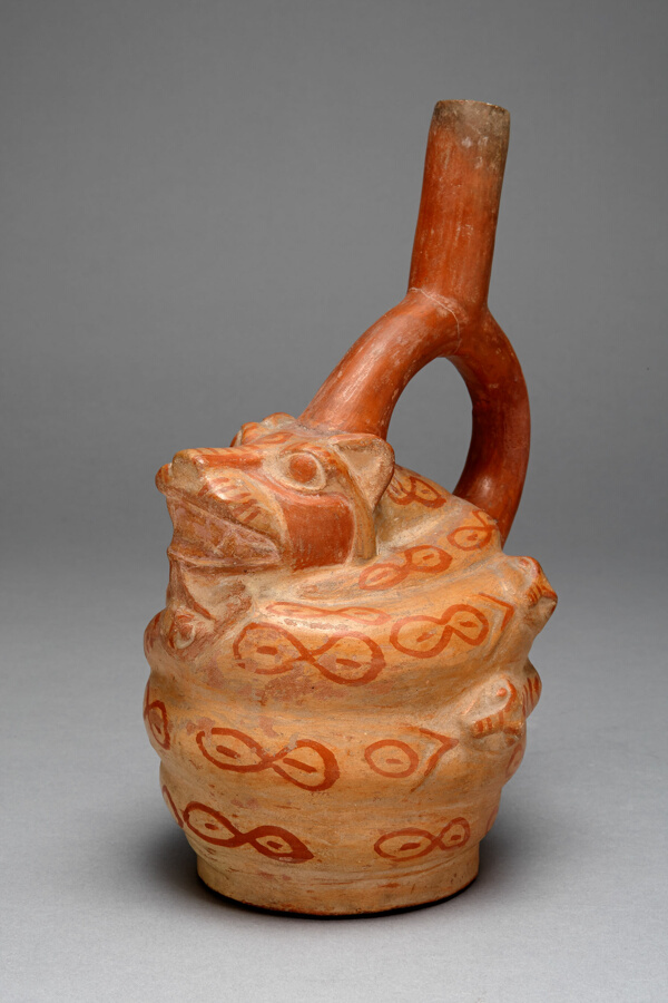 Spout Vessel in Form of Snakes Coiling Around a Feline