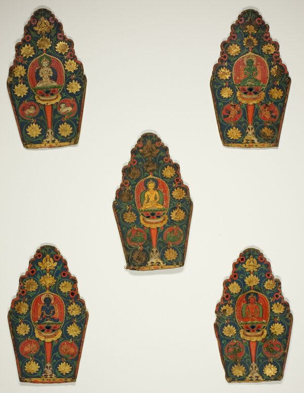 Five Panels of a Vajrasattva Crown with Transcendental Buddhas