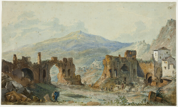 The Ancient Theater at Taormina with a View of Mount Etna, Study for Saint Non's Voyage Pittoresque de Naples et de Sicile