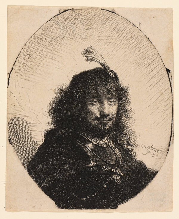 Self-Portrait (?) with Plumed Cap and Lowered Sabre