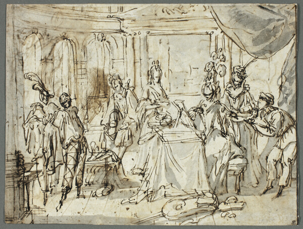 The Actors Making Ready (recto); Studies of the Holy Family and Saint John the Baptist (verso)