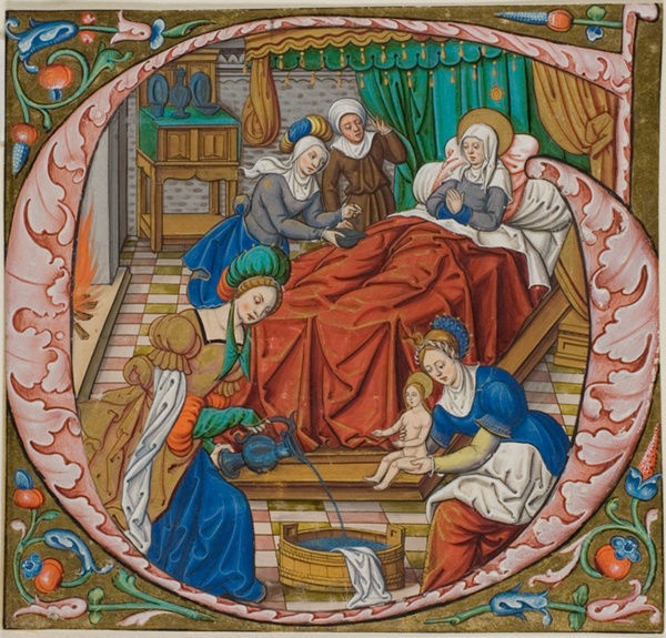 The Birth of the Virgin in a Historiated Initial 