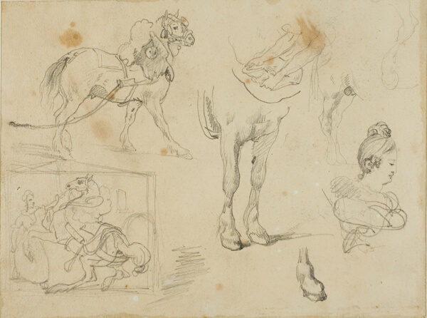 Studies of a Draught Horse, a Blacksmith and a Young Woman