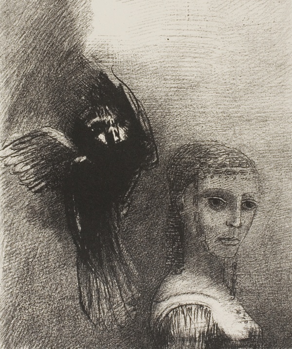 And a Large Bird, Descending From the Sky, Hurls Itself Against the Topmost Point of Her Hair, plate 3 of 10