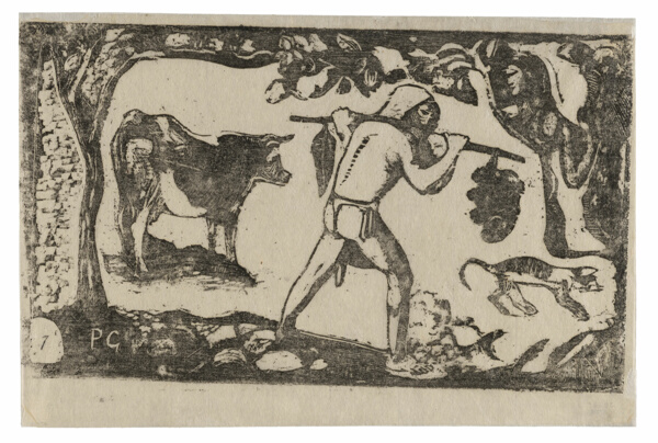 Tahitian Carrying Bananas, from the Suite of Late Wood-Block Prints