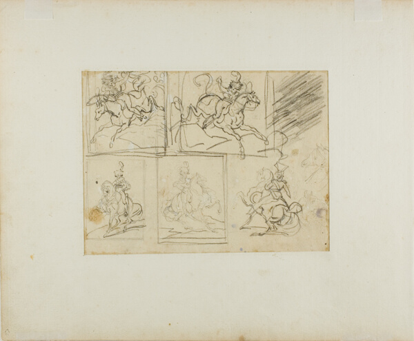 Four Sketches of a Mounted Trumpeter, and a Polish Lancer