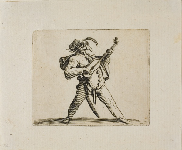 Masked Comedian Playing the Guitar, from Varie Figure Gobbi