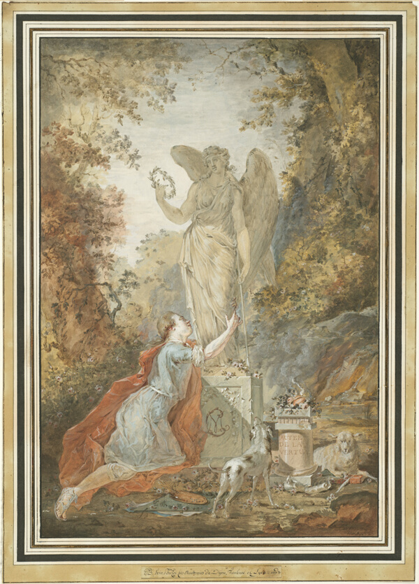 An Artist Adoring a Statue of Virtue