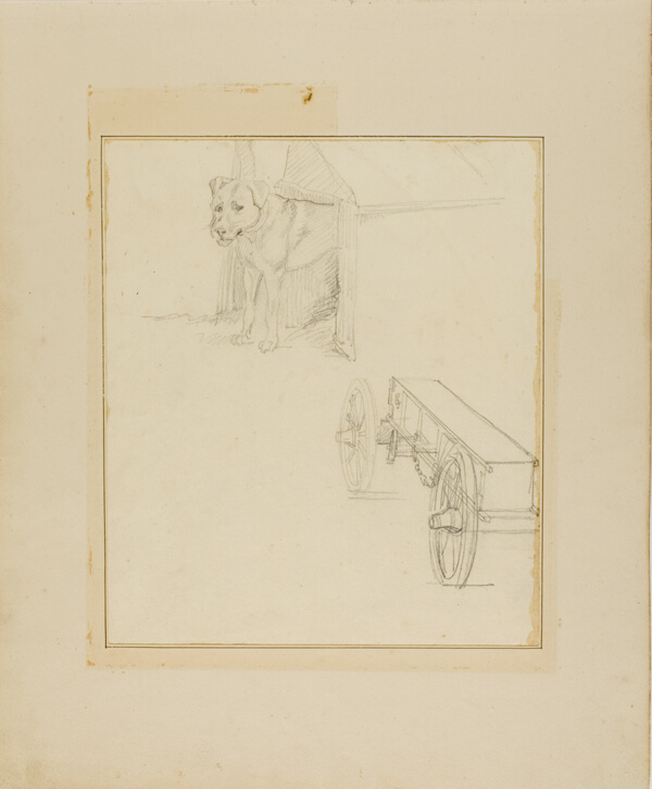 Dog Standing in Dog House and Study of a Munitions Cart