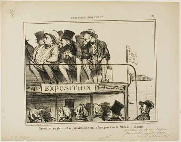 Open air exhibition of provincials coming to Paris to see the palace of industry, plate 31 from L'Exposition Universelle