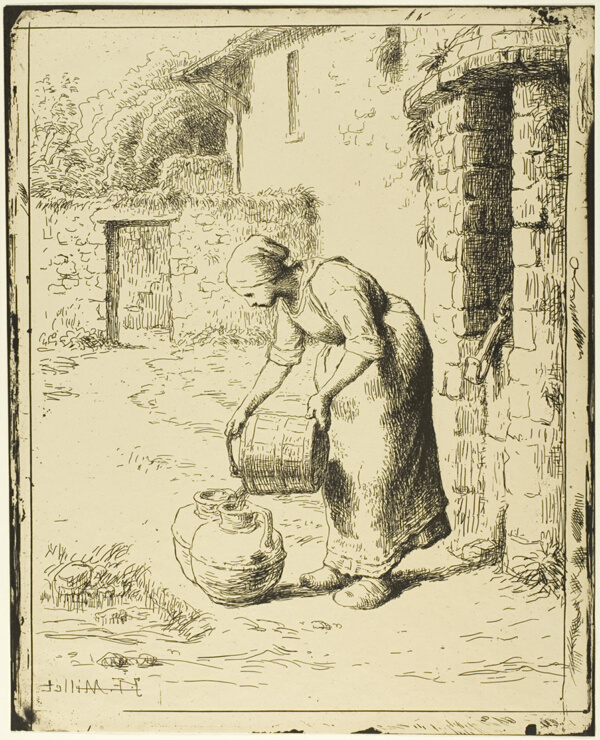 Woman Emptying a Pail
