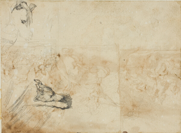 Sketches of an Equestrian Battle and the Head of a Greyhound