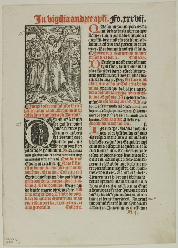 Crucifixion of Saint Andrew from Missale Monasteriense, plate 65 from Woodcuts from Books of the XVI Century