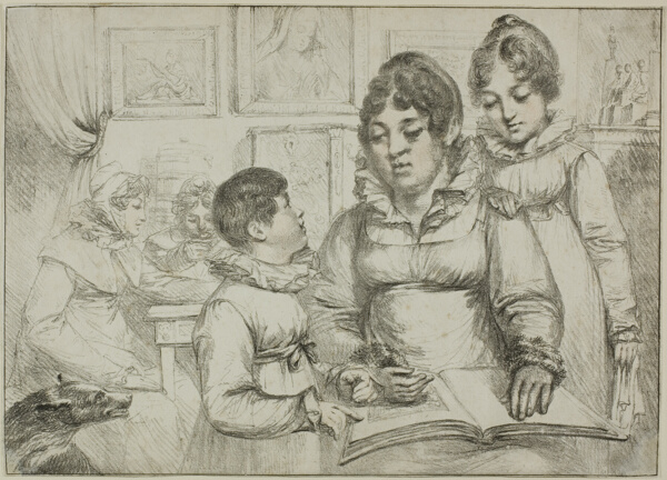 Family Group (Woman Reading to Two Children)