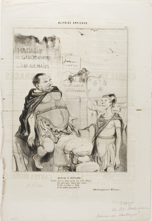 Marius At Carthage. Soldier, say to the senate that in my noble poverty I have taken for a chair a ruin And if I were in Sylla I would not be sitting here. (Pun attributed to M. Cousin), plate 35 from Histoire Ancienne