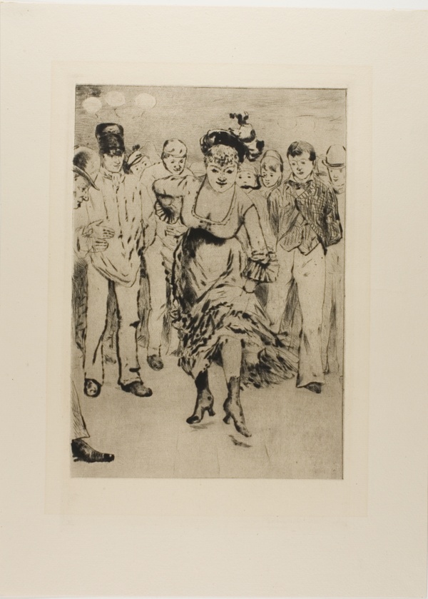 Plate from l'Assommoir (dancing woman with circle of onlookers)