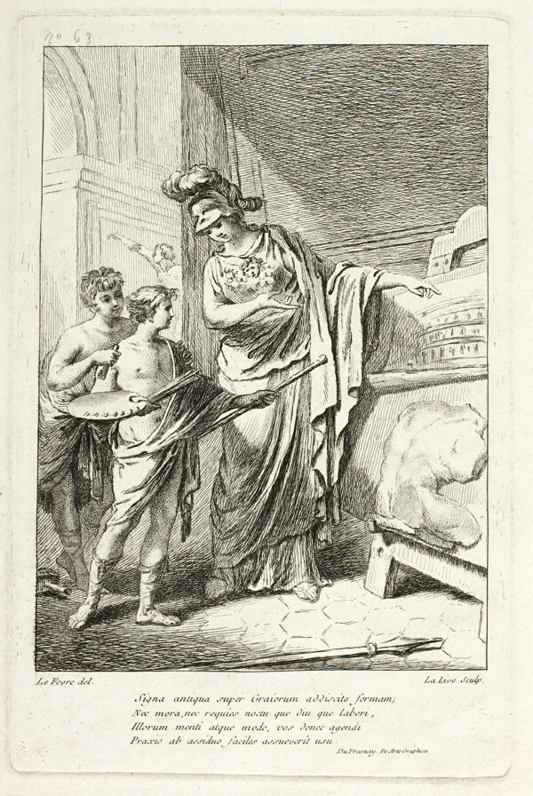 Minerva Teaching a Young Artist, illustration for the Catalogue historique du Cabinet by Mariette