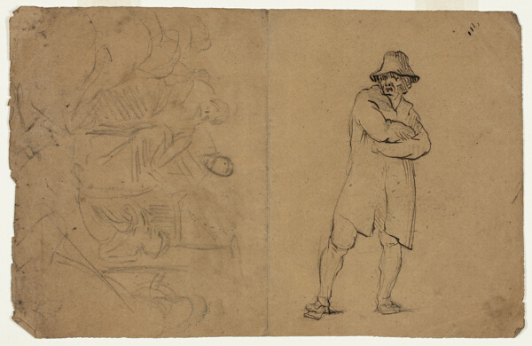 Two Sketches: Standing Man with Arms Folded and Group of Figures